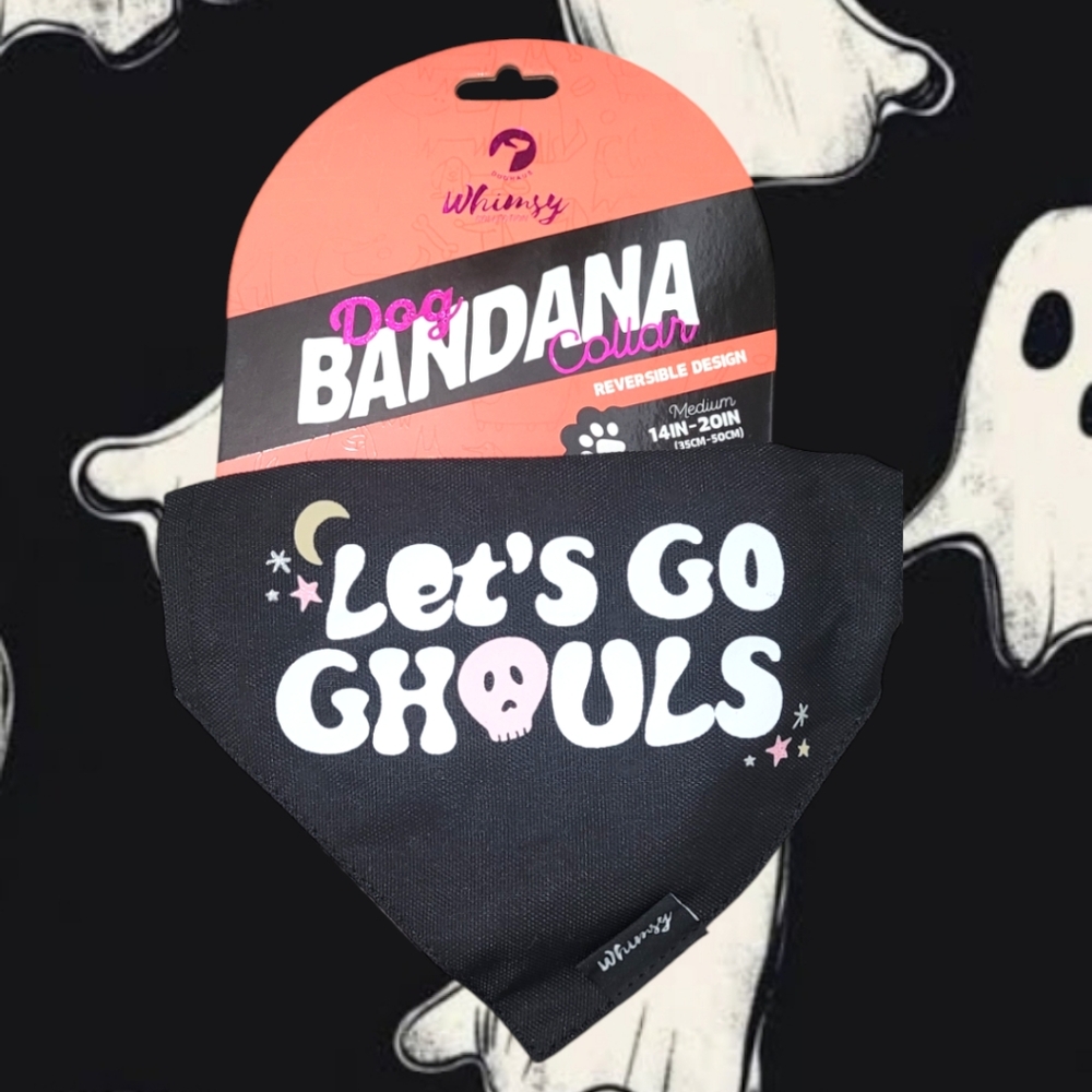 Whimsy Dog Bandana "Let's Go Ghouls" Reversible Collar